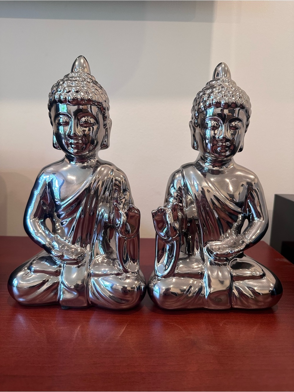 Pier 1 Imports Silver Buddha Statues Bookends Pair of Two (2) - Picture 3 of 10